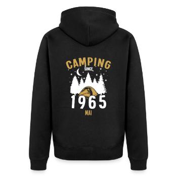 Anniversaire: Camping depuis mai 1965 Camping - Veste à capuche bio Premium Unisexe - noir - Dos - Nico (187cm)
