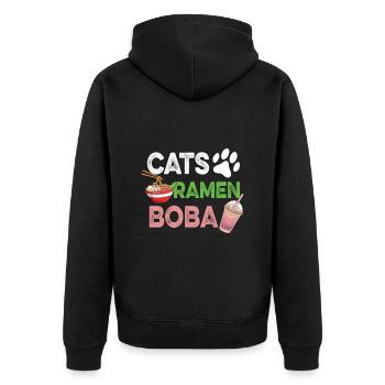 Katzen Ramen Boba Tee Chai Trinker Tee-liebhaber - Unisex Premium Bio Zip Hoodie - Schwarz - Hinten - Nico (187cm)
