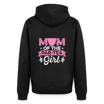 Mutter Von Par-tee Mädchen Chai Trinker Tee - Unisex Premium Bio Zip Hoodie - Schwarz - Hinten - Nico (187cm)