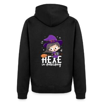 Hexe In Ausbildung - Unisex Premium Bio Zip Hoodie - Schwarz - Hinten - Nico (187cm)