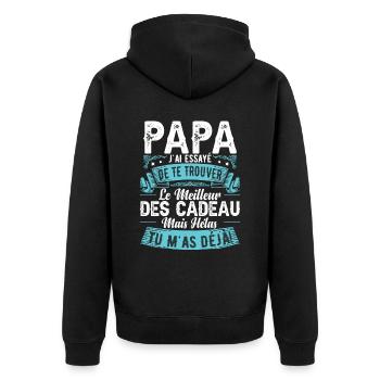 Drôle Fête Des Pères Papa Anniversaire - Veste à capuche bio Premium Unisexe - noir - Dos - Nico (187cm)