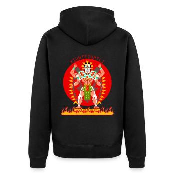 Ancient Aztec Deity Xiuhtecuhtli Aztec Mythology - Unisex Premium Bio Zip Hoodie - Schwarz - Hinten - Nico (187cm)