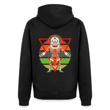 Ancient Aztec Deity Xipe Totec Inca Maya God - Unisex Premium Bio Zip Hoodie - Schwarz - Hinten - Nico (187cm)