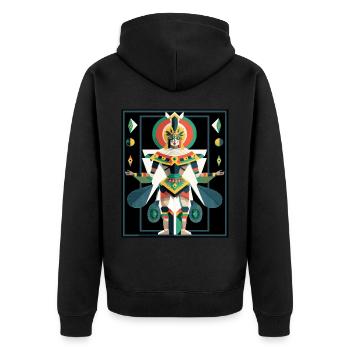 Ancient Aztec Deity Tialoc Maya Inca Mythology - Unisex Premium Bio Zip Hoodie - Schwarz - Hinten - Nico (187cm)