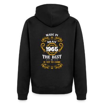Fabriqué en mai 1965 Le meilleur - Veste à capuche bio Premium Unisexe - noir - Dos - Nico (187cm)