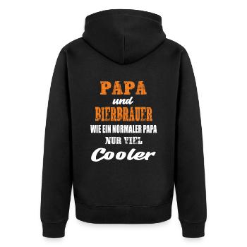 Papa und Bierbrauer - Unisex Premium Bio Zip Hoodie - Schwarz - Hinten - Nico (187cm)