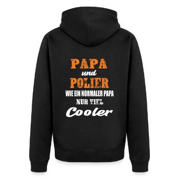 Papa und Polier - Unisex Premium Bio Zip Hoodie - Schwarz - Hinten - Nico (187cm)