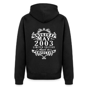 2003 Année Légendaire depuis mai 2003 - Veste à capuche bio Premium Unisexe - noir - Dos - Nico (187cm)