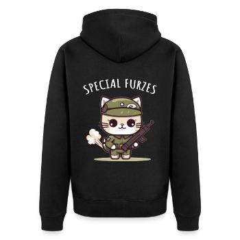 Special Furzes Katze General Militär Uniform - Unisex Premium Bio Zip Hoodie - Schwarz - Hinten - Nico (187cm)