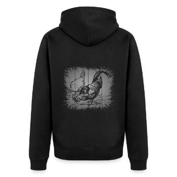 Landwirtin Hühner Flüsterin Bäuerin - Unisex Premium Bio Zip Hoodie - Schwarz - Hinten - Nico (187cm)