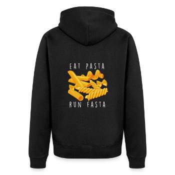 Lustiger Pasta-Nudel-Liebhaber - Unisex Premium Bio Zip Hoodie - Schwarz - Hinten - Nico (187cm)