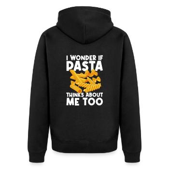 Lustiger Pasta-Nudel-Liebhaber - Unisex Premium Bio Zip Hoodie - Schwarz - Hinten - Nico (187cm)