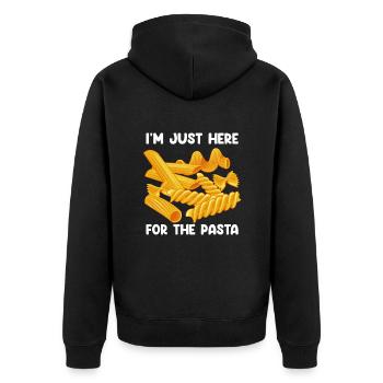 Lustiger Pasta-Nudel-Liebhaber - Unisex Premium Bio Zip Hoodie - Schwarz - Hinten - Nico (187cm)