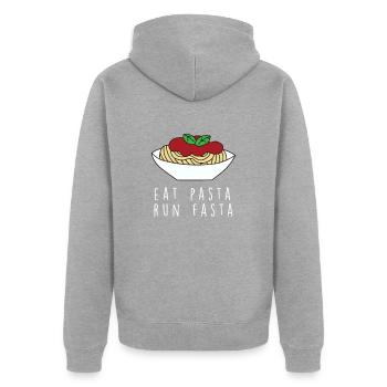 Lustige Pasta-Sprüche Essen Pasta-Liebhaber - Unisex Premium Bio Zip Hoodie - Grau meliert - Hinten - Nico (187cm)