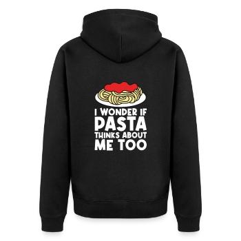 Lustige Pasta-Sprüche Essen Pasta-Liebhaber - Unisex Premium Bio Zip Hoodie - Schwarz - Hinten - Nico (187cm)