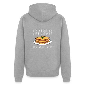 Lustige Pasta-Sprüche Essen Pasta-Liebhaber - Unisex Premium Bio Zip Hoodie - Grau meliert - Hinten - Nico (187cm)