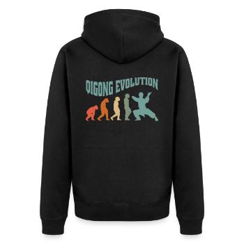 Qi-Gong Chigong Meditation Thai-Chi Evolution - Unisex Premium Bio Zip Hoodie - Schwarz - Hinten - Nico (187cm)