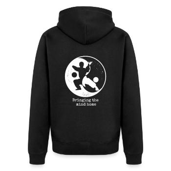 Qi-Gong Kampfkunst Chigong Meditation Thai-Chi - Unisex Premium Bio Zip Hoodie - Schwarz - Hinten - Nico (187cm)