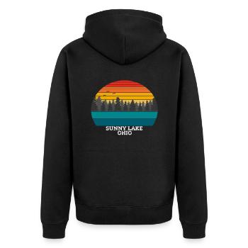 Lac ensoleillé Ohio - Veste à capuche bio Premium Unisexe - noir - Dos - Nico (187cm)