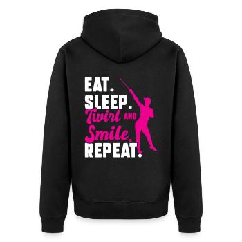 Twirl And Smile - Baton Twirler - Unisex Premium Organic Zip Hoodie - black - Back - Nico (187cm)