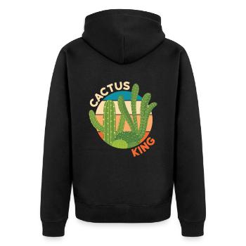 Cactus King Cactus Plant - Unisex Premium Organic Zip Hoodie - black - Back - Nico (187cm)