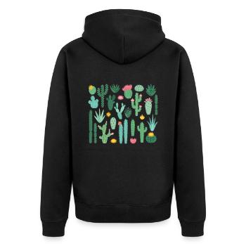 Cactus Gardener Cactus Plant - Unisex Premium Organic Zip Hoodie - black - Back - Nico (187cm)