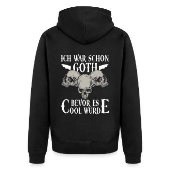 Ich War Schon Goth Bevor Es Cool Wurde - Gothic - Unisex Premium Bio Zip Hoodie - Schwarz - Hinten - Nico (187cm)