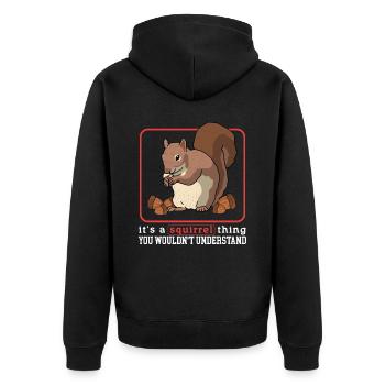 Cute Squirrel Squirrel Grey Squirrel Gift - Unisex Premium Organic Zip Hoodie - black - Back - Nico (187cm)