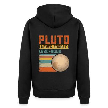 Erinnere Pluto Niemals Vergessen Astronomie Idee - Unisex Premium Bio Zip Hoodie - Schwarz - Hinten - Nico (187cm)