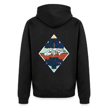 Zugspitze Berge - Unisex Premium Bio Zip Hoodie - Schwarz - Hinten - Nico (187cm)