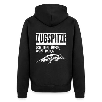 Zugspitze Berg Bergsteiger - Unisex Premium Bio Zip Hoodie - Schwarz - Hinten - Nico (187cm)