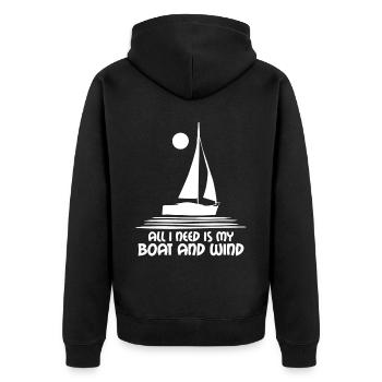 Sailing Boat and Wind Sailboat Sailing Club - Unisex Premium Organic Zip Hoodie - black - Back - Nico (187cm)