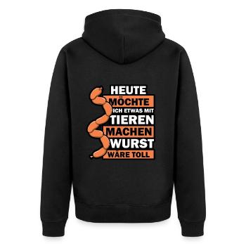 Heute möchte ich etwas mit tieren machen - Unisex Premium Bio Zip Hoodie - Schwarz - Hinten - Nico (187cm)