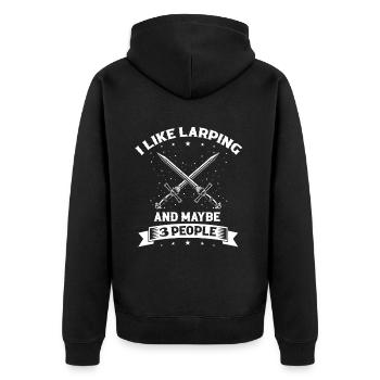 Larping quote for role-playing games and Larper - Unisex Premium Organic Zip Hoodie - black - Back - Nico (187cm)