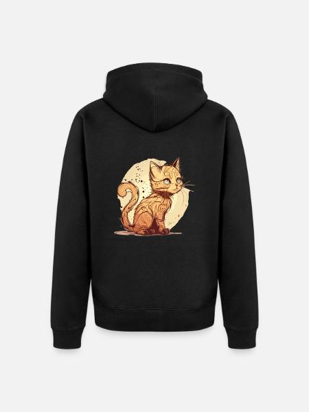 Cat in comic style - Unisex Premium Organic Zip Hoodie - black