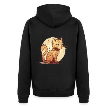 Cat in comic style - Unisex Premium Organic Zip Hoodie - black - Back - Nico (187cm)