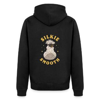 Silkie Smooth Chinese Silk Poulet - Veste à capuche bio Premium Unisexe - noir - Dos - Nico (187cm)