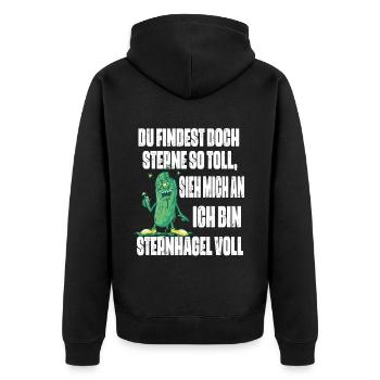 Sieh mich an, ich bin Sternhagel voll! Lustiges - Unisex Premium Bio Zip Hoodie - Schwarz - Hinten - Nico (187cm)