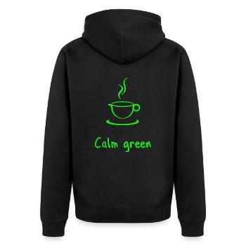 Kaffee und Entspannung - Unisex Premium Bio Zip Hoodie - Schwarz - Hinten - Nico (187cm)