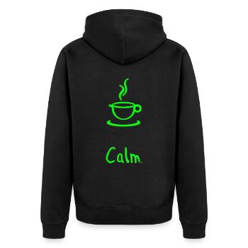 Kaffee und Entspannung - Unisex Premium Bio Zip Hoodie - Schwarz - Hinten - Nico (187cm)