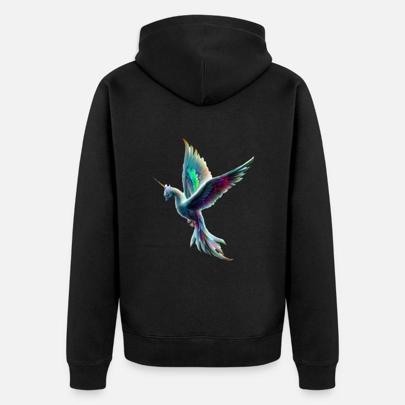 Einhorn Vogel - Unisex Premium Bio Zip Hoodie - Schwarz