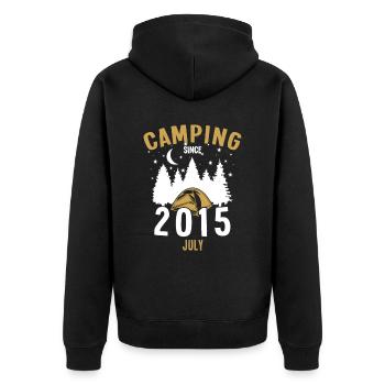 Anniversaire: Camping depuis juillet 2015 Camping - Veste à capuche bio Premium Unisexe - noir - Dos - Nico (187cm)