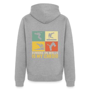 Parkour Freerunning - Veste à capuche bio Premium Unisexe - gris chiné - Dos - Nico (187cm)