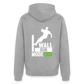 Parkour Freerunning - Veste à capuche bio Premium Unisexe - gris chiné - Dos - Nico (187cm)