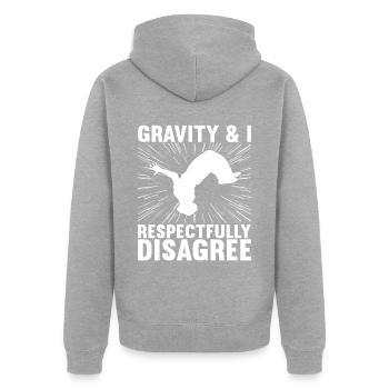 Parkour Freerunning - Veste à capuche bio Premium Unisexe - gris chiné - Dos - Nico (187cm)