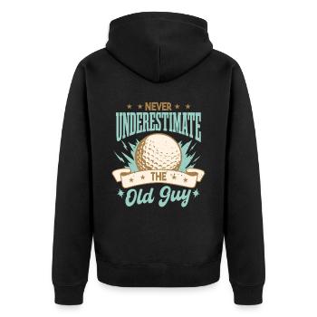 Ne sous-estimez jamais le Old Guy Golf - Veste à capuche bio Premium Unisexe - noir - Dos - Nico (187cm)