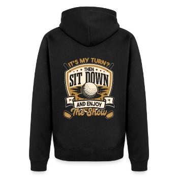 Lustiges Golf Dad Golfing Geschenk - Unisex Premium Bio Zip Hoodie - Schwarz - Hinten - Nico (187cm)