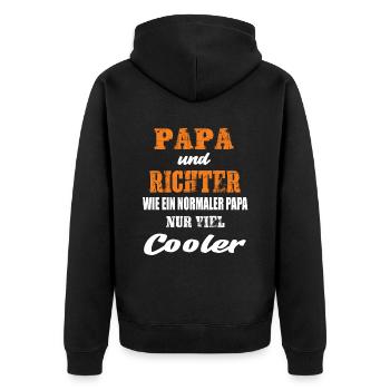 Papa und Richter - Unisex Premium Bio Zip Hoodie - Schwarz - Hinten - Nico (187cm)