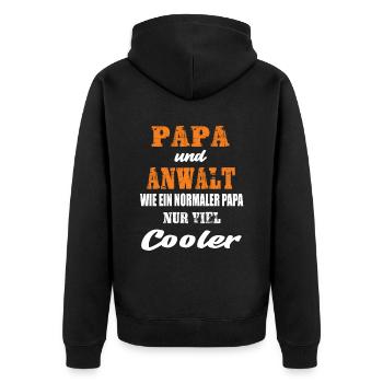 Papa und Anwalt - Unisex Premium Bio Zip Hoodie - Schwarz - Hinten - Nico (187cm)