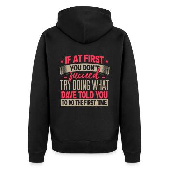 Funny Dave Name Gift - Unisex Premium Organic Zip Hoodie - black - Back - Nico (187cm)